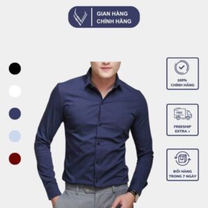 Áo sơ mi nam PRESENT vải lụa cao cấp chống nhăn