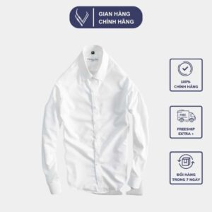 Áo Sơ Mi Nam Dài Tay Somi Trắng Thời Trang Công Sở Chất Vải Lụa Dày Dặn Ít Nhăn