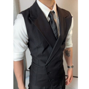 Áo gile nam PRESENT thiết kế chéo 2 lớp chất vải 79 đai tôm điều chỉnh eo sang trọng