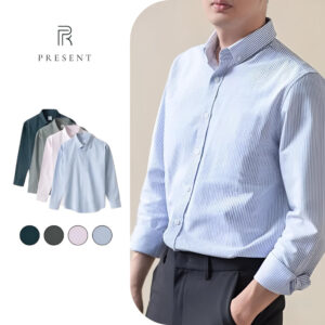 Áo sơ mi Oxford nam Present kẻ sọc cao cấp, dài tay, form rộng