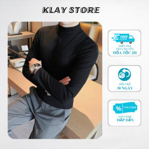 Áo Giữ Nhiệt Nam Dài Tay Chất Vải Thun Tăm, Áo Giữ Nhiệt Form Body Cổ 3 phân KlayStore